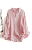 Toloer New Women's Spring And Summer Comfortable Cotton Long Sleeve Sunscreen Shirt Thin Loose Air-Conditioning Shirt Casual Shirt