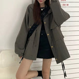 2022 Autumn Winter New Coat Long Sleeve Retro Women Jacket Korean Harajuku Streetwear Gothic Jackets Windbreaker Clothes