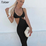 Boho Vacation Knitted Maxi Dresses for Women Summer 2023 Elegant Sexy Party Cut Out Backless Bodycon