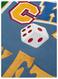 Lucky Embroidery Varsity Jacket-Outfit