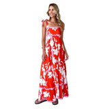 New Small Broken Flower Wave Strap Sling Skirt Temperament A-Character Dress