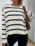 Fall Loose Round-Neck Striped Knitted