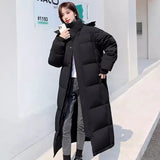 Chinese Drama Long College Style Down Jacket Female 2024 Winter Fashion Thick Loose Warm White Duck Down Matching Jacket-Outfit
