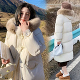Milk Yellow Down Cotton Clothes Female Medium Long Style 2024 New Winter Hepburn Wind Cotton-Padded Coat Fashion Plate Button Cotton-Padded Jacket Coat-Outfit