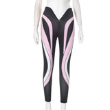 Women's Autumn And Winter Crash Striped Print Sports Tight Feet Tight Waist Leisure