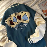 new autumn letter embroidery jackets coats women's street retro all-match baseball uniform couple casual trend jackets