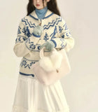 White Jacquard Zipper Cardigan-Outfit