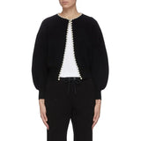 New Fashion Korean Jackets Pearls Cardigan Batwing Sleeve Wool Knit Vintage Women's Coat High Quality Jacket