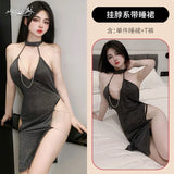 Night Vows Tiffic Lingerie Sexy Passion Student Suit Uniform Seduction Free From Pure Desire Silver Flaky Cheongsam