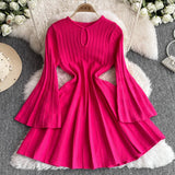 High-End Knitted Dress Women Autumn And Winter Royal Sister Temperament Dating Short Skirt French Waist Sweater