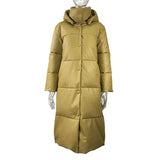 Winter Khaki Windproof Parkas Women Fashion Casual PU Leather Coats Women Elegant Long Cotton Jackets Female Ladies
