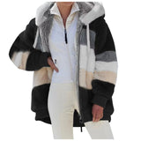 Hot New Autumn And Winter Loose Plush Multi-Color Hooded Coat