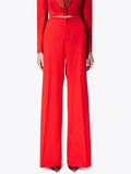 Toloer Spring New Fashion Temperament Pure Color High Waist Straight Tube Side Diamond Decoration Splicing Advanced Sense Long Suit Pants-Outfit