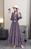Printed Medium-Sleeved Dress-Outfit