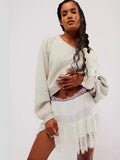 Style Basic Solid Color Irregularly Hem High Waist Lace Skirt Sweet Girl