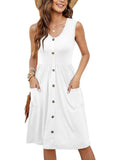 Dress Casual Fashion Foldless Sleeveless Buckle Long With