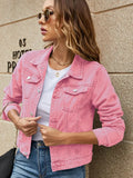 Fashion And Slim Lapel Denim Coat-Outfit
