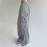 Solid Color Pocket Pleated Sweatpants-Outfit