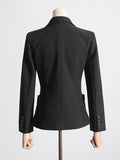 Toloer Temperament Casual Small Suit Female 2024 Spring New Fashion V Collar Long Sleeve Design Feeling Small Black Coat-Outfit