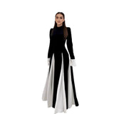 2025 New Women's Horn Sleeves Spliced Elegant Waist