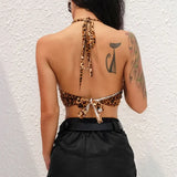Toloer And Summer 2024 Women's Sexy Deep V Neck Ring Band Back Wrapped Chest Nightclub With A Small Vest-Outfit