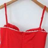 Red Satin Corset Style Tulle Strap Mini Dress-Outfit