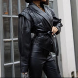 Early Spring New Women's Retro Coffee Brown Leather Coat