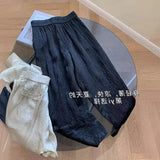 Acid Texture High Waist Wide Leg Casual Trousers Summer Loose Vertical Tube Ice Silk Thin Sunscreen Long Trousers-Outfit