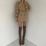 2022 New Autumn Winter Khaki Minimalist Women's Trench Coat Sashes Windbreaker Loose Flare Sleeve Double Breasted