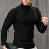 Toloer And Winter New Men's Sweater Men's Turtleneck Flower Long Sleeve Sweater Warm Head Sweater