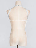 New Female Temperament Dress-Up Round Collar Sleeveless Back Hot Diamond Design Vest Top