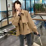 Temperament Long Sleeve Coat Female 2024 Spring Korean Version Of The New Small Coat Loose And Versatile Short Casual Windbreaker-Outfit