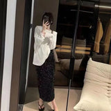 New Fashion High-Rise Thin-Skinny Dress Women Tight Waist After Open Elastic Straight