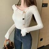 2022 Korean Fashion Women's Sweater Long Sleeve Knitted Cardigan Solid Color Top Women Autumn All-match Slim