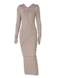 Seam Detail Hooded Maxi Dress-Outfit
