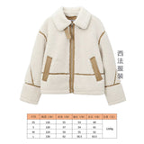 Women's Autumn And Winter Fashion Colliding Splicing Lead Resin Zipper To Keep Warm Imitation Lamb