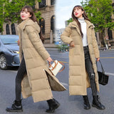 Thick Long Down Parka Women Down Jacket Hooded Winter Coat Female Fashion Winter Jackets Long-Sleeved Parkas Women's
