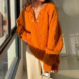 Twist Temperamental Sweater Blouse 2024 Autumn And Winter New Soft Wind Loose Sleeve Knitting Outside Women's Wear-Outfit