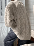 Oversized Cable Knit Sweater-Outfit