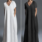 Summer Maxi Dress ZANZEA Elegant Beach Sundress Casual V Neck Vestidos Female Party Short Sleeve Robe