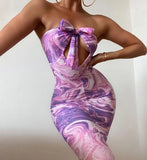Sexy Tie Dyed Sleeveless Butterfly Long