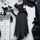 Summer New Trailing Waist Skirt Temperament Elegant Court Style Jacquard Spliced Blouse Girl-Outfit