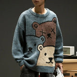Cartoon Bear Sweater Men's Winter Men's Women's Fashion Long-sleeved Knitted Pullover Sweater Oversized 2021 New Cotton