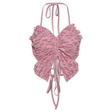 Toloer Summer New Women's Hot Girl Pleated Do Old Butterfly Modeling Tie Hanging Neck Small Vest-Outfit