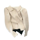 Retro Knitted Cardigan Sweater Jacket Women's 2024 Spring Lean Blouse With A High Sense Of Fitness-Outfit