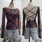 Print Repair Body Clothes Bump Color Mesh Strapd To The Big Bare Back Long-Sleeved Bottom Shirt T-Shirt