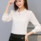 Daifei 2024 Winter Dress New Han Fan Chiffon Shirt Women's Long-Sleeved White Fashion Shirt Loose Blouse-Outfit