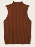 New Solid Color Knitted Top Women's Sleeveless Pits To Wear A