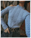Spring Halter Off Shoulder Sexy Women Sweater 2022 Korean Fashion Pullover Ladies Crop Tops Cable Knitted Casual Outwear