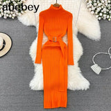 Black Turtleneck Sexy Women Dress Autumn Long Sleeve Skinny Maxi Boydcon Casual Sweater Plush Knee-Length Party